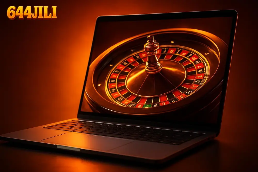 644JILI live dealer game on a laptop screen